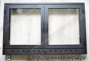 Двустворчатая каминная дверь с термостойкой стеклокерамикой Robax 36