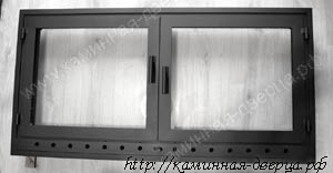 Двустворчатая каминная дверь с термостойкой стеклокерамикой Robax 33