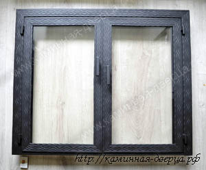 Двустворчатая каминная дверь с термостойкой стеклокерамикой Robax 34